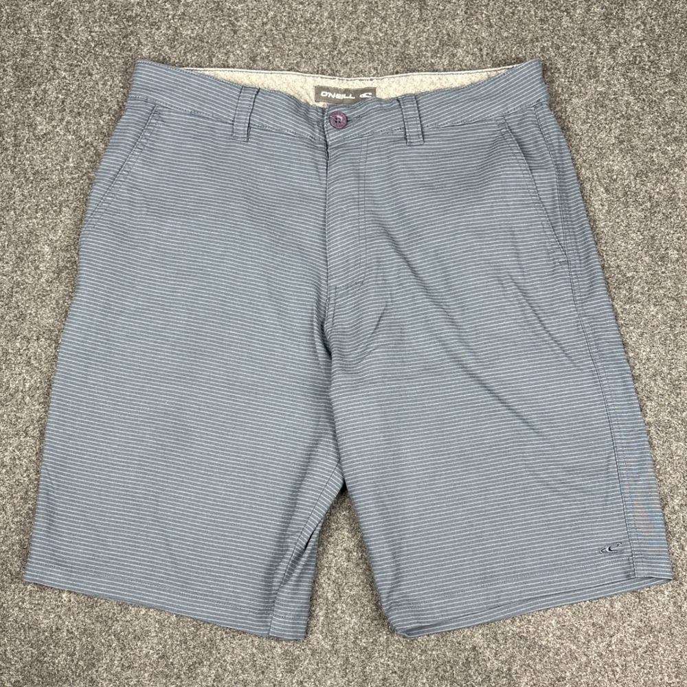 O'Neill Mens Hybrid Walk Shorts Blue Gray‎ Striped Size 34 Stretch Boardshorts